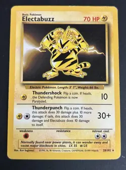 Pokemon TCG Electabuzz 20/102 Base Set 70 HP Rare Regular Wizards 1999 MP - Image 1