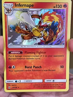 POKEMON INFERNAPE 23/156 RARE HOLOFOIL ULTRA PRISM LPCARD - Image 1