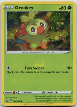 Grookey 010/202 Cosmos Holo Pokemon TCG Sword & Shield Base NM - Image 1