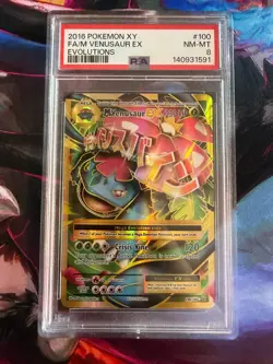 2016 POKEMON XY EVOLUTIONS #100 FULL ART/M VENUSAUR EX PSA 8 - Image 1