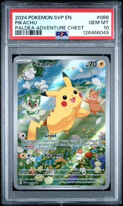 2024 POKEMON SVP EN-SV BLACK STAR PROMO PALDEA ADVENTURE CHEST PIKACHU PSA 10 - Image 1