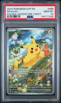 2024 POKEMON SVP EN-SV BLACK STAR PROMO PALDEA ADVENTURE CHEST PIKACHU PSA 10 - Image 1