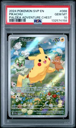 2024 POKEMON SVP EN-SV BLACK STAR PROMO PALDEA ADVENTURE CHEST PIKACHU PSA 10 - Image 1