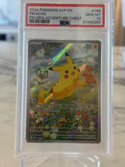 2024 POKEMON SVP EN-SV BLACK STAR PROMO PALDEA ADVENTURE CHEST PIKACHU PSA 10 - Image 1