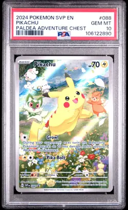 2024 POKEMON SVP EN-SV BLACK STAR PROMO PALDEA ADVENTURE CHEST PIKACHU PSA 10 - Image 1