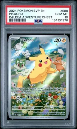 2024 POKEMON SVP EN-SV BLACK STAR PROMO PALDEA ADVENTURE CHEST PIKACHU PSA 10 - Image 1