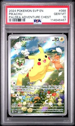 2024 POKEMON SVP EN-SV BLACK STAR PROMO PALDEA ADVENTURE CHEST PIKACHU PSA 10 - Image 1