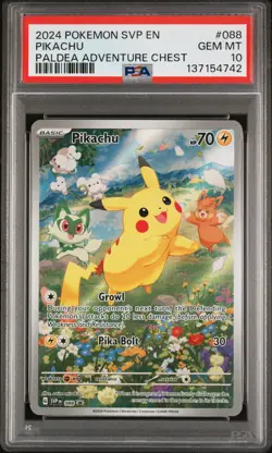 2024 POKEMON SVP EN-SV BLACK STAR PROMO PALDEA ADVENTURE CHEST PIKACHU PSA 10 - Image 1