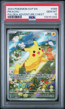2024 POKEMON SVP EN-SV BLACK STAR PROMO PALDEA ADVENTURE CHEST PIKACHU PSA 10 - Image 1