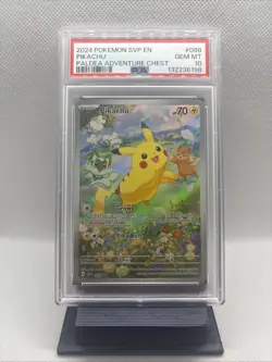 2024 POKEMON SVP EN-SV BLACK STAR PROMO PALDEA ADVENTURE CHEST PIKACHU PSA 10 - Image 1