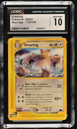 CGC 10 GEM MINT Ursaring 2003 Skyridge 110/144 Pokemon Card - Image 1