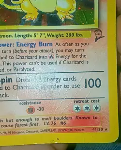 Charizard 4/130 HP Played Base Set 2 2000 Pokemon Card Holo Rare Holofoil HP - Image 4