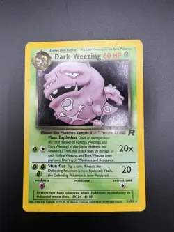 Dark Weezing 14/82 Pokemon TCG Vintage Card Team Rocket Set Holo Rare MP - Image 1