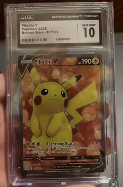 CGC 10 PIKACHU V 157 BRILLIANT STARS SWORD & SHIELD POKEMON Ultra Rare - Image 1