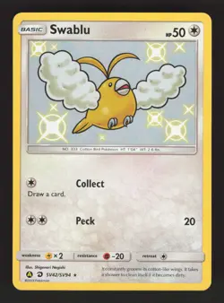 Swablu SV42/SV94 Pokemon Hidden Fates Shiny Holo Card - Image 1