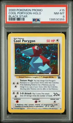 2000 POKEMON PROMO BLACK STAR #15 COOL PORYGON-HOLO PSA 8 - Image 1
