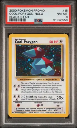 2000 Pokemon Black Star Promo Cool Porygon Holo BSP #15 PSA 8 - Image 1