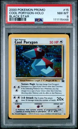 2000 POKEMON PROMO BLACK STAR #15 COOL PORYGON-HOLO PSA 8 - Image 1