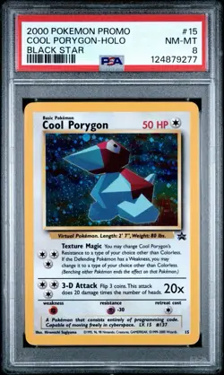 2000 Pokemon Black Star Promo COOL PORYGON #15 HOLO PSA 8 - Image 1