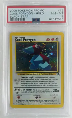 2000 POKEMON PROMO COOL PORYGON HOLO BLACK STAR #15 PSA Graded 8 NM/Mint+ - Image 1