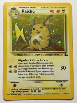 Pokemon TCG Raichu Fossil Holo Rare Card 14/62 Unlimited MP - Image 1