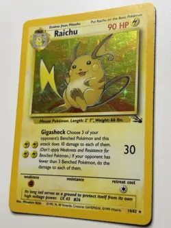 Pokemon TCG Raichu Fossil Holo Rare Card 14/62 Unlimited MP - Image 3