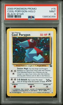 2000 POKEMON PROMO BLACK STAR #15 COOL PORYGON-HOLO PSA 9 - Image 1