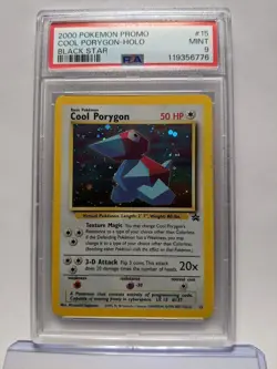 2000 Pokemon Promo Cool Porygon-Holo Black Star #15 PSA 9 - Image 1