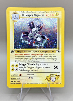 Pokemon - Lt. Surge's Magneton - 8/132 - 1st Edition Holofoil - Gym Heroes - Image 1
