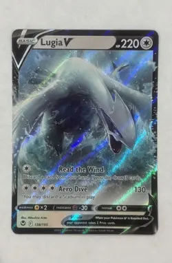 Pokemon TCG Lugia V 138/195 Sword & Shield Silver Tempest Half Art Holo Rare NM - Image 1