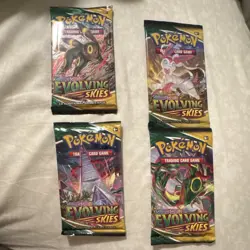 Pokemon Evolving Skies Booster Packs Lot of 4 Umbreon Sylveon Rayquaza - Image 1