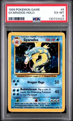 1999 POKEMON BASE SET UNLIMITED #6 GYARADOS-HOLO PSA 6 - Image 1