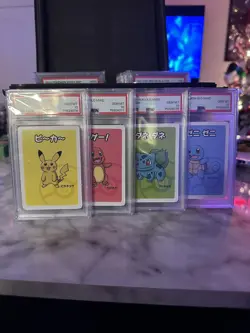 Sequential lot of 4 Pokemon Old Maid Pikachu Charmander Bulbasaur Squirtl PSA 10 - Image 1