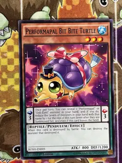 Yugioh Performapal Bit Bite Turtle BOSH-EN005 1st Edition Single - Image 1