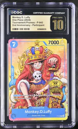 One Piece Monkey D. Luffy P-043 2nd Anniversary Tournament Promo CGC PRISTINE 10 - Image 1