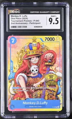 One Piece Monkey D. Luffy P-043 2nd Anniversary Tournament Promo CGC 9.5 - Image 1