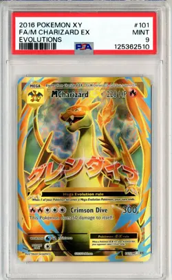 PSA MINT 9 Pokemon TCG M Charizard EX (Full Art) 101/108 XY Evolutions Holo - Image 1