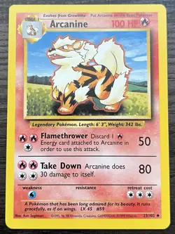 Arcanine 023/102 Base Set Pokemon TCG WOTC Lightly Played Uncommon LP - Image 1