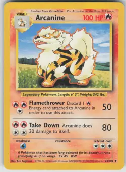 Pokemon TCG Arcanine Uncommon Base Set 023/102 - Image 1