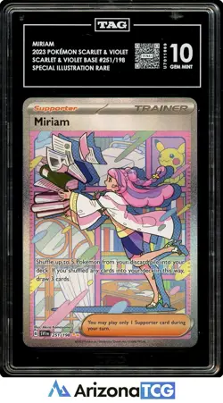 Pokemon 2023 Miriam 251/198 Full Art SIR Scarlet & Violet Base GEM MINT TAG 10 - Image 1