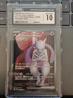 CGC 10 Team Rocket's Mewtwo ex 114/098 SR Glory of the Rocket Gang sv10 Pokemon - Image 1