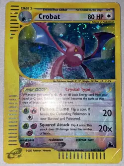 Pokemon Skyridge Crystal Crobat Holo 147/144 Secret e-Reader Played 1 Crease - Image 1