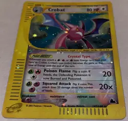 Pokemon Skyridge Crystal Crobat Holo 147/144 Secret e-Reader Played 1 Crease - Image 2