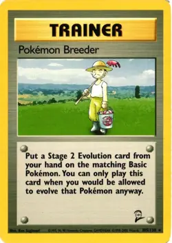 Pokemon Breeder Trainer 105/130 Base Set 2 Unlimited Non-Holo 2000 FREE SHIPPING - Image 1