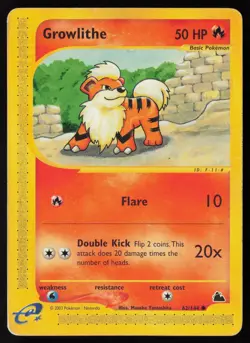 Pokemon Vintage Growlithe 062/144 Skyridge Non-Holo - HP / DMG - Image 1