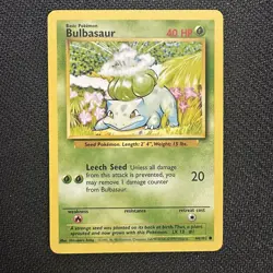 Bulbasaur - 44/102 - Base Set - WOTC - VINTAGE Pokemon Single - Near Mint NM - Image 1