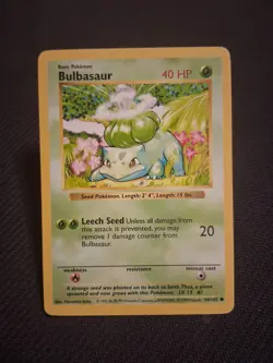 Shadowless Bulbasaur 44/102 Base Set Unlimited LP Pokemon WOTC TCG - Image 1