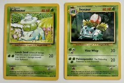 Bulbasaur 44/102 Ivysaur 30/102 Base Set Vintage Pokemon TCG WOTC NM+ - Image 1