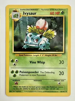 Bulbasaur 44/102 Ivysaur 30/102 Base Set Vintage Pokemon TCG WOTC NM+ - Image 3