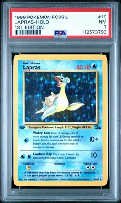 1999 Pokemon Fossil 1st Edition #10 Lapras - Holo PSA 7 - Image 1